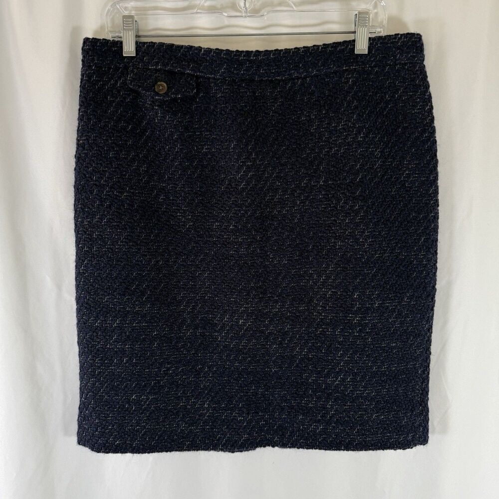 J. Crew the Pencil Skirt Wool Blend Women's 12 Blue Zip Back Knee Length Pocket